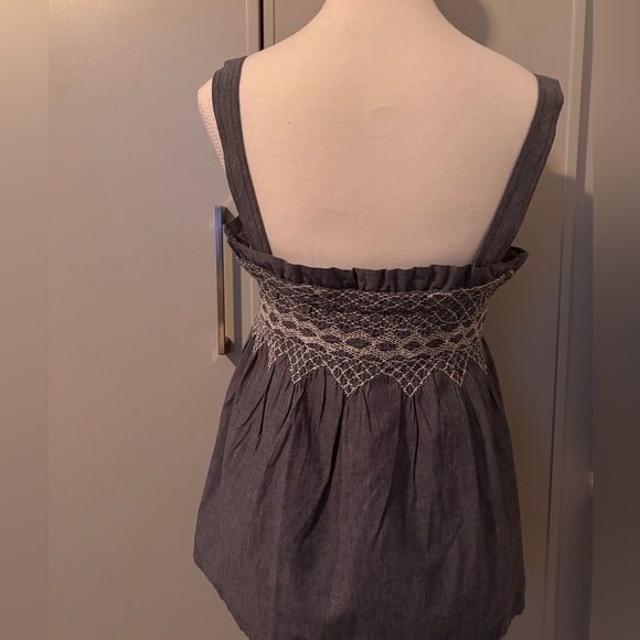 Current/Elliott Blue Sleeveless Top with Embroidery Detail - Picture 6 of 7